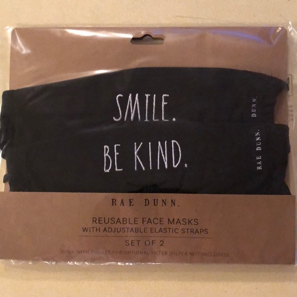 Rae Dunn Accessories - Rae Dunn SMILE. / BE KIND. Face Masks 2
